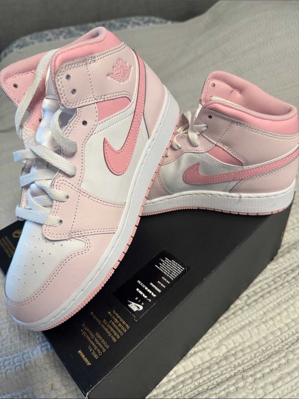 Nike Kids Pink and White High-Top Sneakers